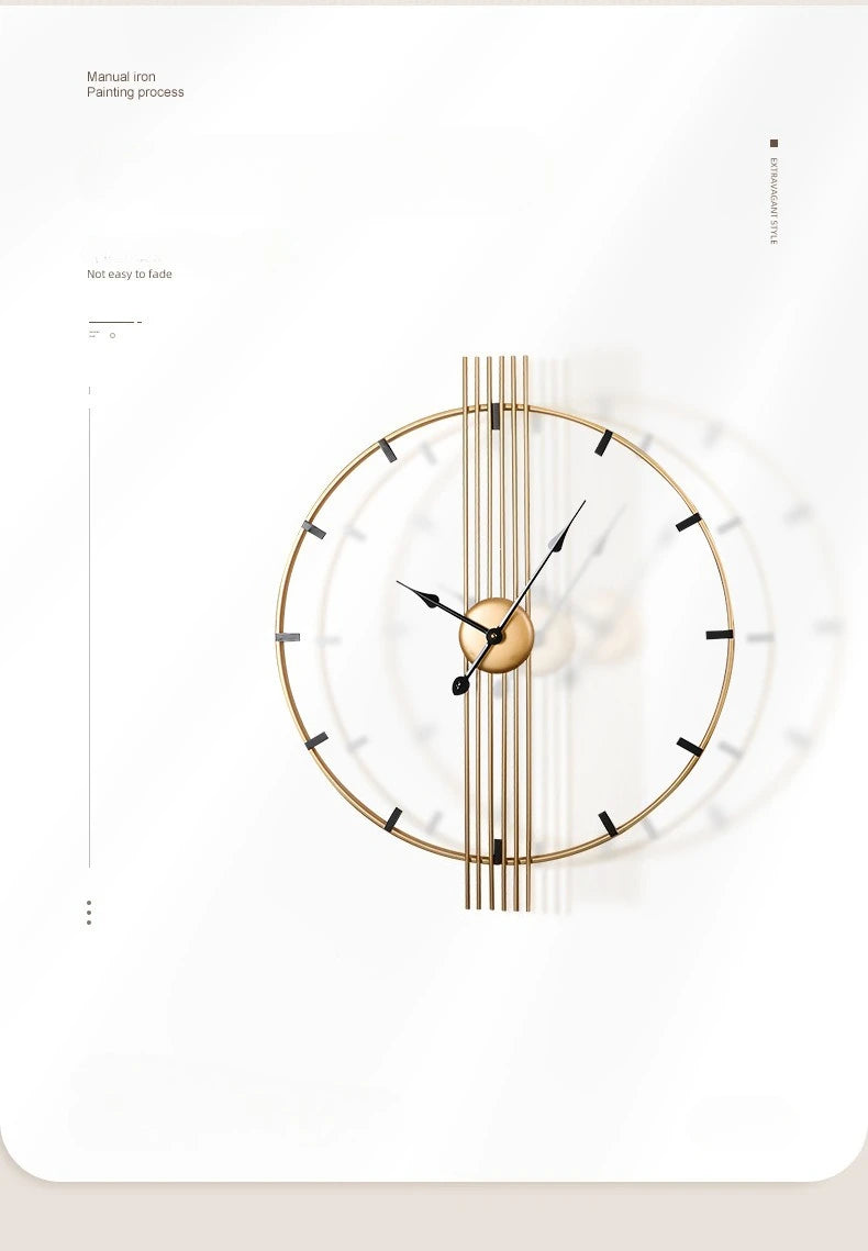 24 Inch 60cm Modern Simple and Atmospheric Living Room Large Wall Clock Nordic Light Luxury Wrought Iron Home Silent Wall Clock