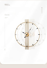 24 Inch 60cm Modern Simple and Atmospheric Living Room Large Wall Clock Nordic Light Luxury Wrought Iron Home Silent Wall Clock
