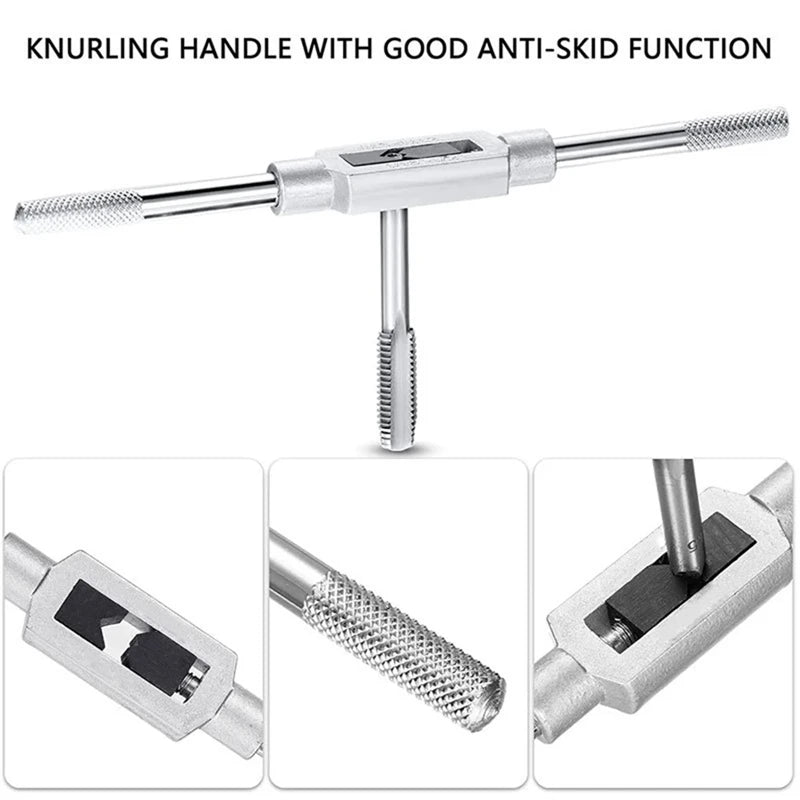 Adjustable Wrench T-Handle Milling Tap High Speed Steel Taps Metric Screwdriver Thread Tapping drill Holder Hand Tool Set