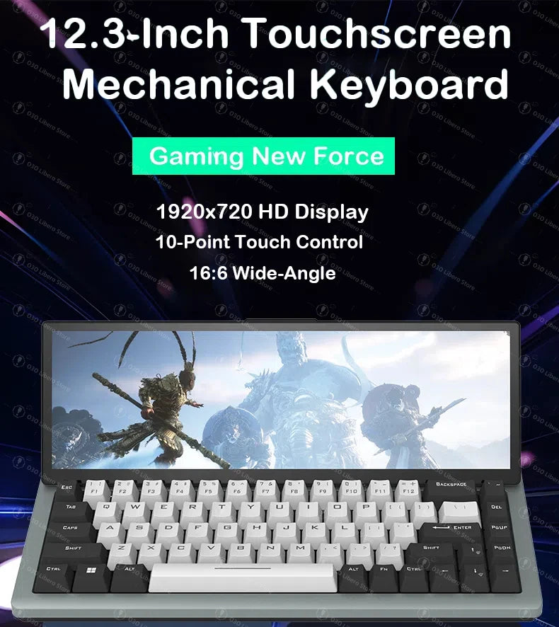 68 Keys Gaming Mechanical Keyboard 12.3'' IPS Touch Screen with Camera and Speaker RGB Support Hot Swappable  Ergonomic Design