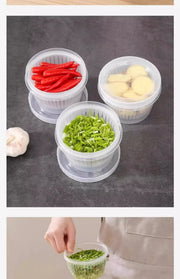 Kitchen onion, ginger, garlic circular storage box, household portable refrigerator with lid, fruit storage box, food drain box