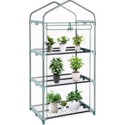 Garden Greenhouse 4 Tier Walk-in Green House Transparent Cover with Doors & Windows Small Waterproof Frost Without Iron Frame
