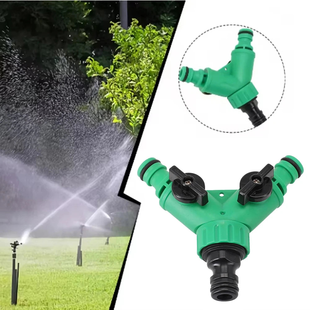 Garden Water Splitter Y Connector 2-Way Valvewith Switch for Faucet Irrigation Flower Planting Water Control Plastic Adapter