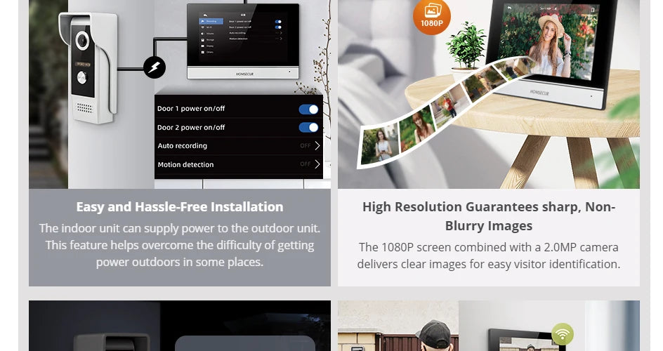 HOMSECUR 4 Wire Tuya Smart APP HD Video House Door Phone Kit with 7" Touch Screen Monitor IP65 Doorbell Camera Record Snapshot