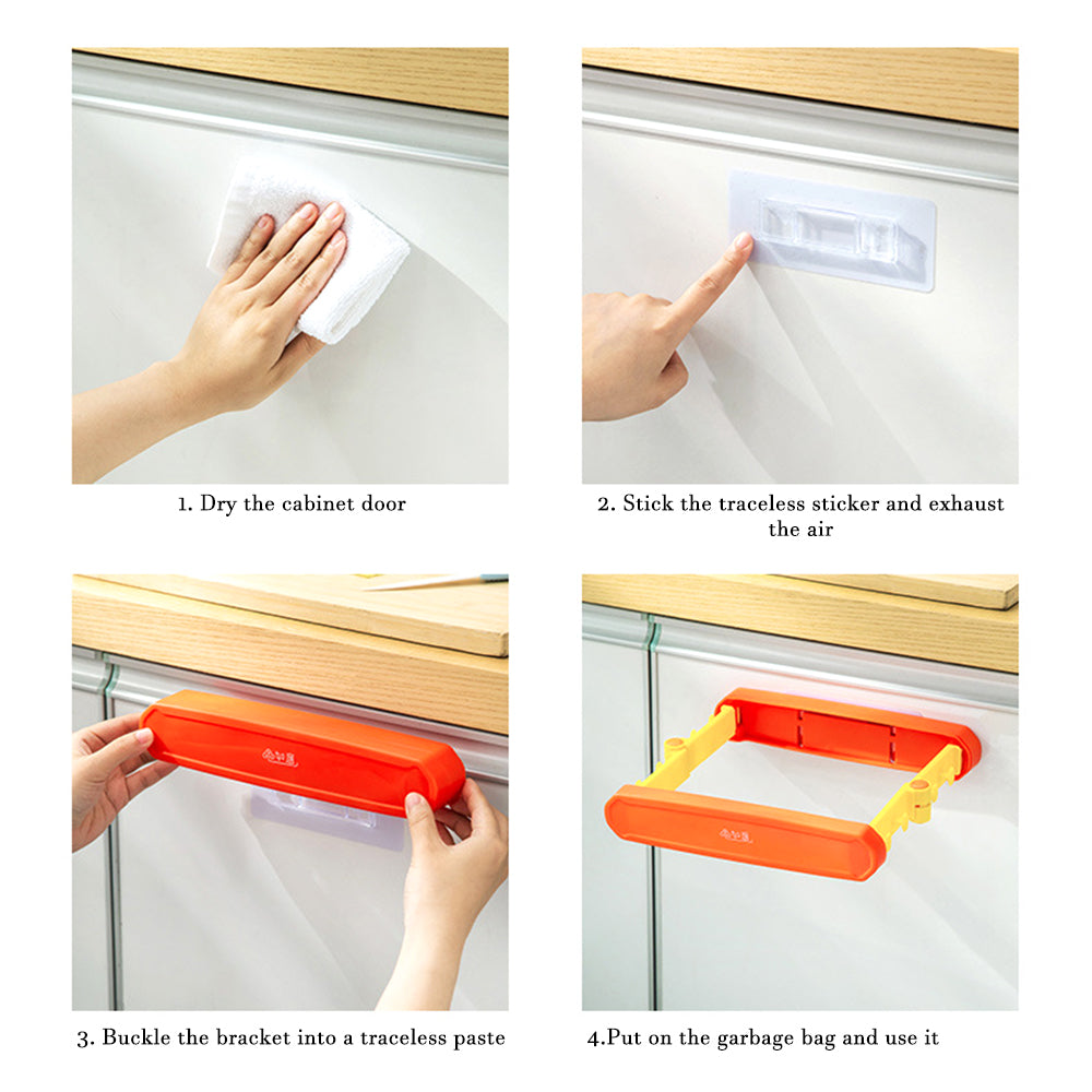 Kitchen Trash Rack Portable Cabinet Door Garbage Bags Holder Plastic Closet Garbage Storage Holder Kitchen Organizer Dish Rack