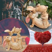 Garden Resin Kissing Bunny Statue Outdoor Garden Bonsai Store Decoration Animal Sculpture for Desk Garden Decor Ornament