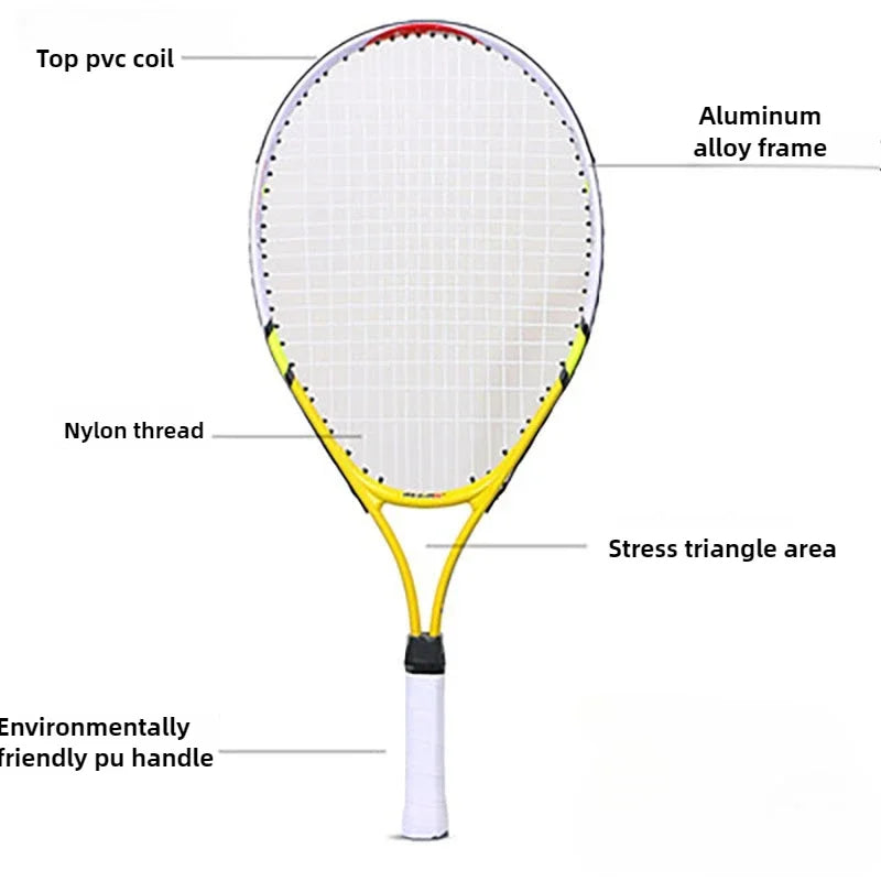 Hot Sale 23 Inch Special Tennis Racket for Teenagers Aluminum Alloy Tennis Racket Strong Nylon Wire for Children's Training 1pcs
