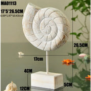 Mediterranean Style Home Decoration Accessories Wooden Crafts Starfish Conch Hippocampus Wood Carving Marine Living Room Decor
