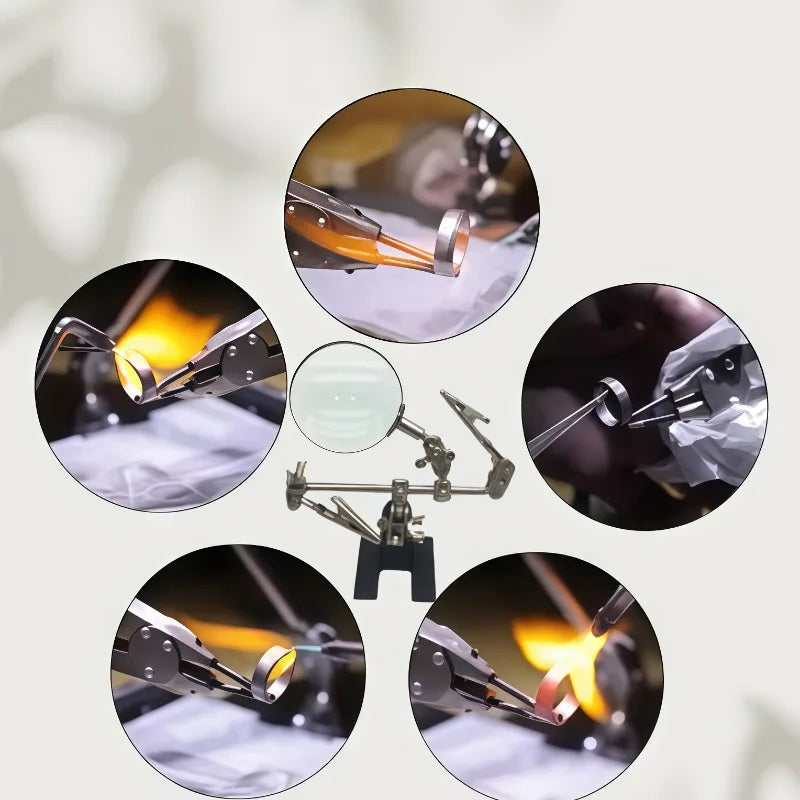Professional Third Hand Tool with Adjustable Magnifying Glass Jeweler Soldering Clip Craft InlayWelding and PrecisionRepair Work