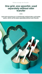 Kitchen 6-in-1 Seasoning Box Set Pepper Sugar Bowl Salt Spices Stirring Storage Jars Gadget Accessories Condiment Container Jar