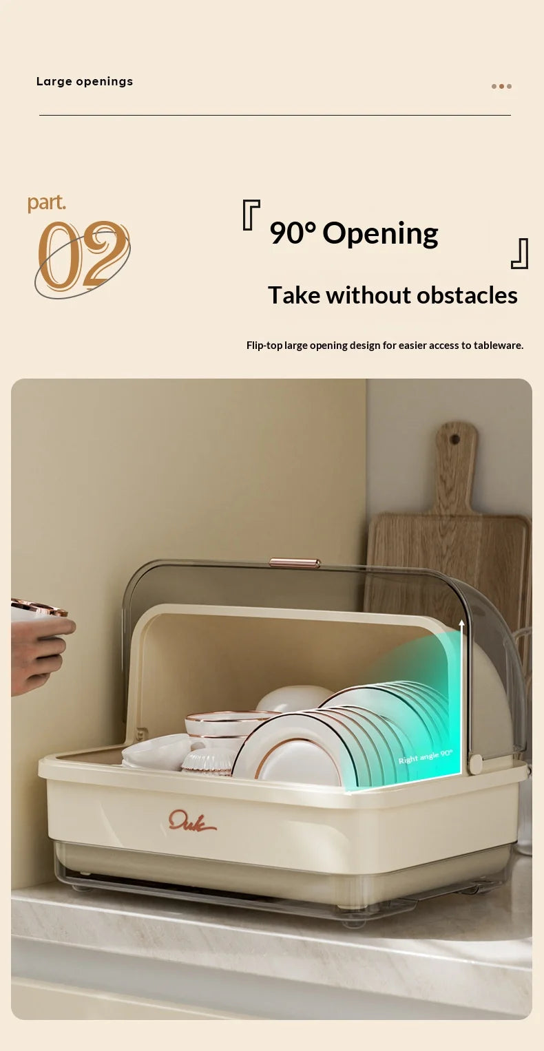 Kitchen Flip-up Drainer Dish Cabinet Household Multi-functional Moisture-proof Storage Organizer for Bowls and Utensils