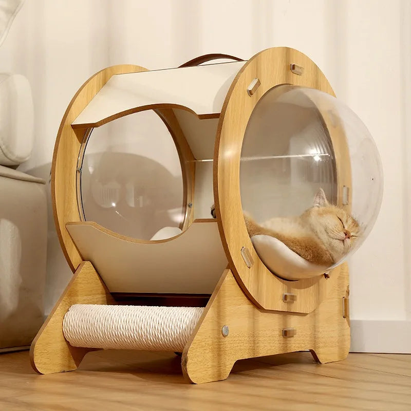Cat Bed for All Seasons Summer Cat Bed Sleeping Nest Closed Summer Solid Wood Capsule Space Capsule Cat House