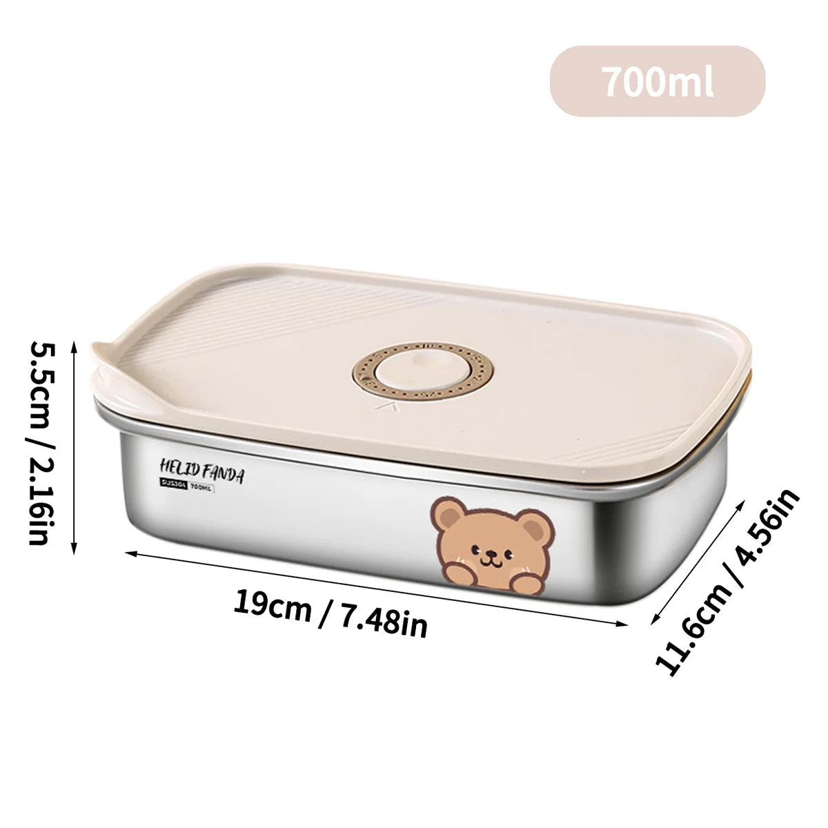 304 Stainless Steel Storage Container With Sticks Fridge Sealed Food Storage Box Large Capacity Fresh-keeping Box Oven Heatable