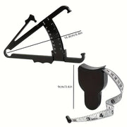 Body fat caliper and Waist Measurement Tape set - handheld fat caliper and tape combination, portable fitness measuring tool