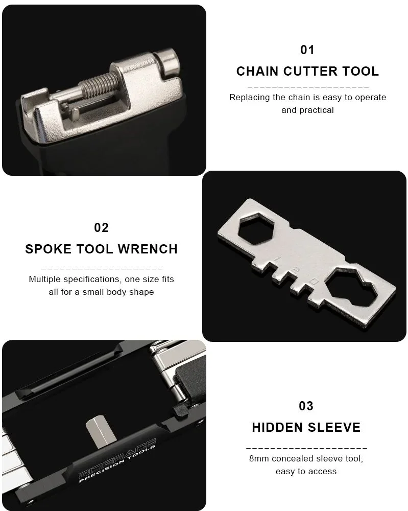 Bicycle Multi Tools For Bike Repair Tool 20 in 1 Portable Chain Splitter Cutter Hex Spoke Wrench Screwdriver Multitool