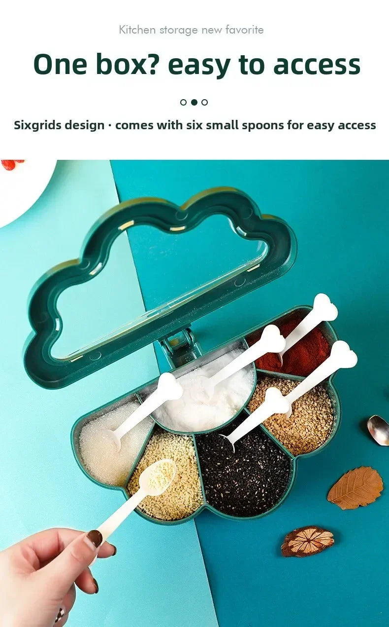 Kitchen 6-in-1 Seasoning Box Set Pepper Sugar Bowl Salt Spices Stirring Storage Jars Gadget Accessories Condiment Container Jar