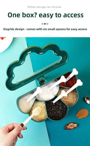 Kitchen 6-in-1 Seasoning Box Set Pepper Sugar Bowl Salt Spices Stirring Storage Jars Gadget Accessories Condiment Container Jar
