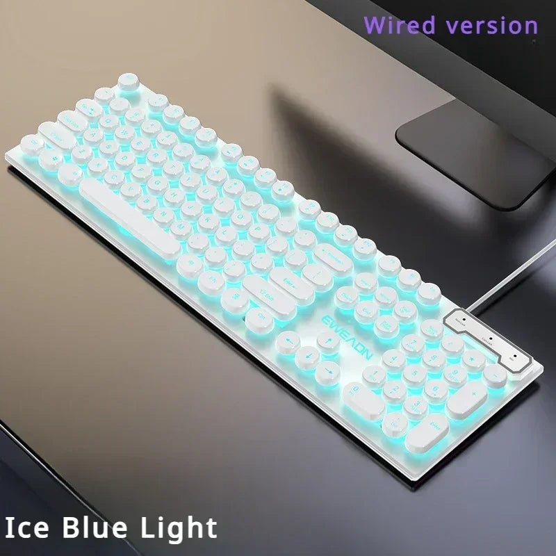 Eweadn GX330 Wired Keyboard Mouse Set Retro Punk ABS Keycaps Gaming Keyboard Mouse Headphones family Office PC Gamer Laptop Gift
