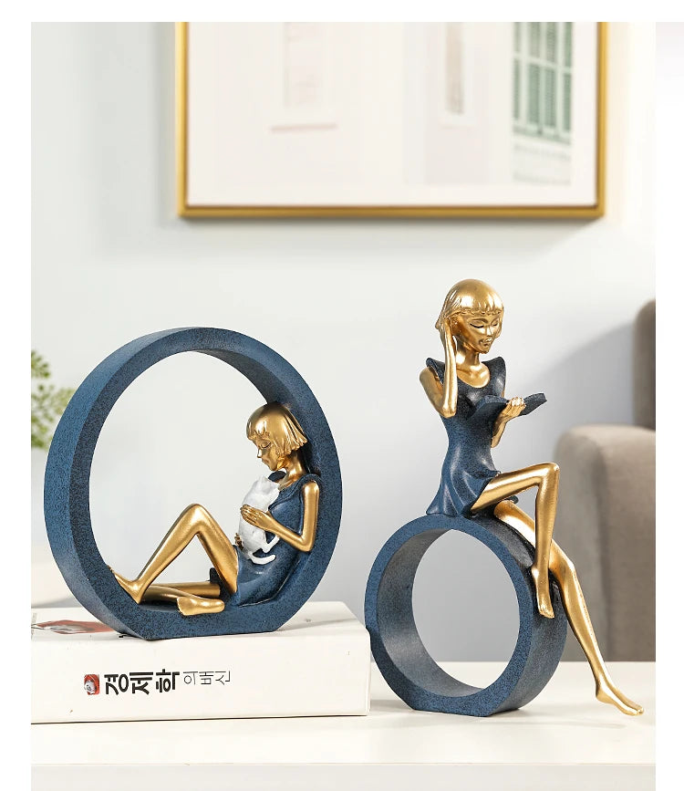 creative idea home accessories desk decoration Reading girl décoration miniature handicraft home decoration accessories  decor