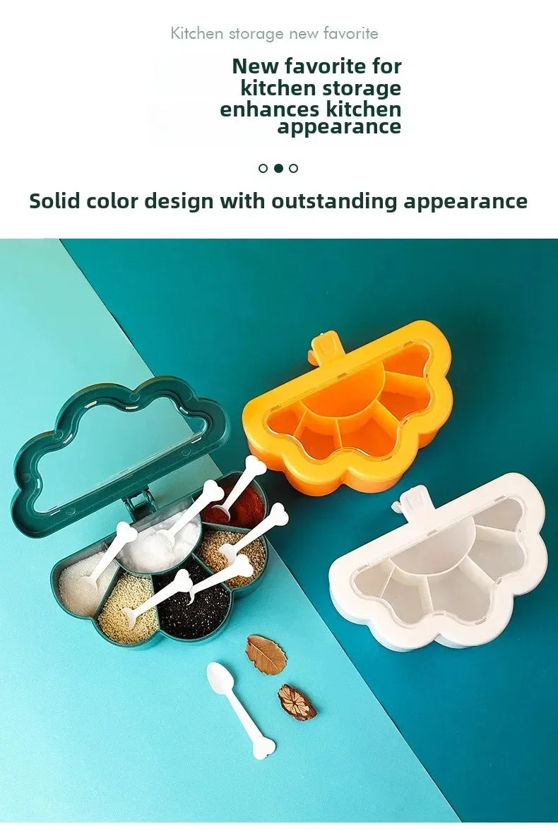 Kitchen 6-in-1 Seasoning Box Set Pepper Sugar Bowl Salt Spices Stirring Storage Jars Gadget Accessories Condiment Container Jar