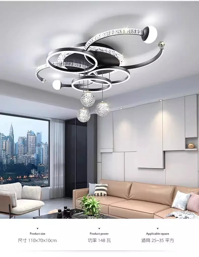 Living room main lamp chandelier New light luxury bedroom lamps Modern simple crystal living room lamp ceiling light