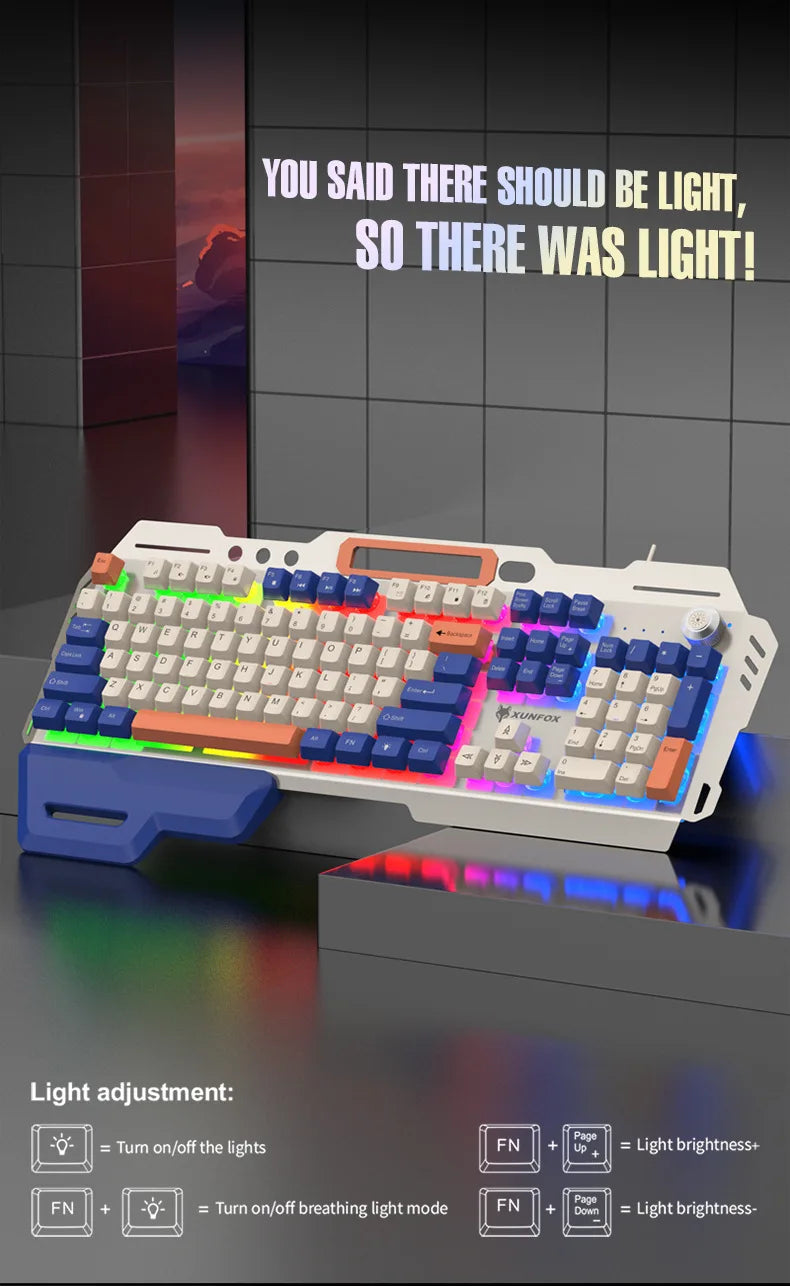 Gaming Keyboard Spanish Russian Arabic Keyboard 100% Layout RGB Backlight Gamer Keyboard Volume Knob Wired K90 104 Keys Hand Sup