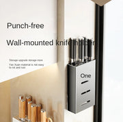 Kitchen knife storage box, knife holder, non-perforation, wall-mounted rack, kitchen items，kitchen accessories organizer