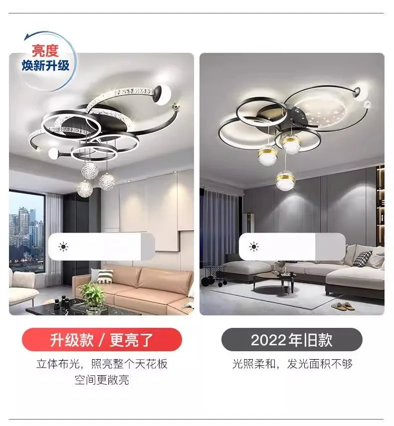 Living room main lamp chandelier New light luxury bedroom lamps Modern simple crystal living room lamp ceiling light
