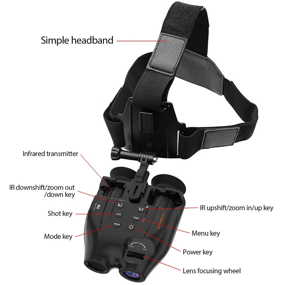 GTMEDIA N4 Night Vision Binoculars Infrared Night-Visions Device 1080P 5X Digital Zoom Head Mount Goggles Day/Night Use Outdoor