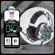 ONIKUMA Gaming Headphones with Flexible HD Mic RGB Light Surround Sound Over-Ear Wired Headset Gamer for PC