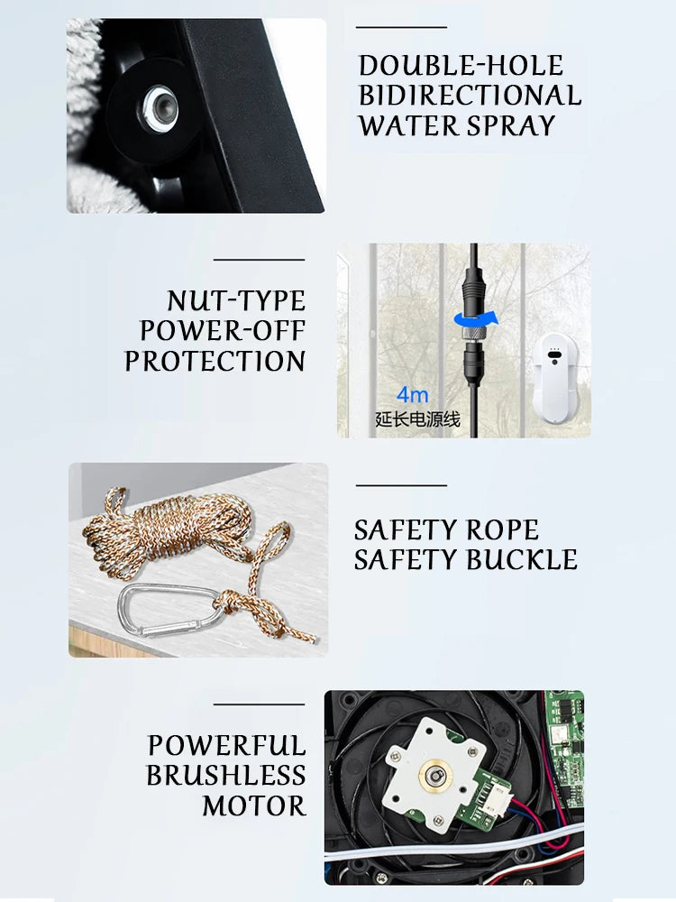 Fully Automatic Water Spraying Smart Electric High-Rise Window Cleaning Device Ultra-thin Strong adsorption Glass Wiping Robot