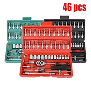 Professional Car Repair Tool Set Motorcycle Toolbox Set 46-Piece Set Car Repair Kit Ratchet Wrench Set Sockets Auto Repair Tools