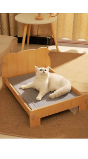Wooden Cat Bed Keep Warm Rest Cat Kennel Removable and Washable Four-season Cat Bed Cute Wooden Shape Sleeping Pet Products