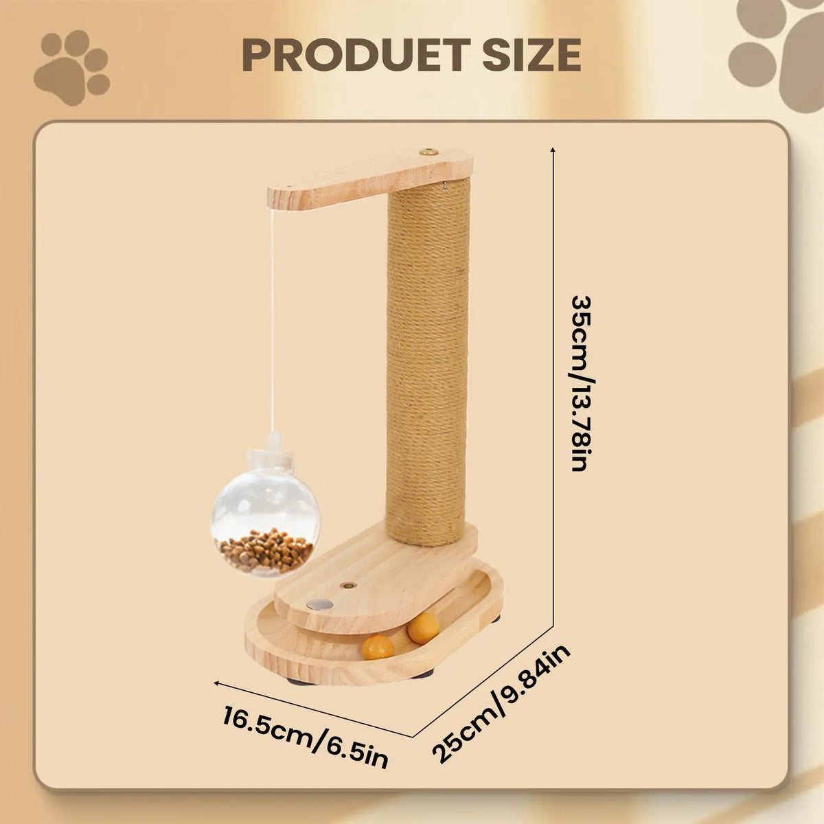 Cat Scratching Post with Treat Dispenser Sisal Rope Scratcher Toy Furniture Protector for Indoor Cats Kittens Climbing Activity