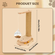 Cat Scratching Post with Treat Dispenser Sisal Rope Scratcher Toy Furniture Protector for Indoor Cats Kittens Climbing Activity