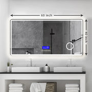Smart Bathroom Mirror, Toilet, Washroom, Wall Mounted, LED Light Mirror, Anti Fog, Defogging, Bathroom Mirror, with Time Display