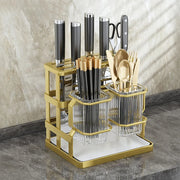 Kitchen Countertop Cutlery Holder Wall Mounted Kitchen Utensil Organizer Rack Knife Holder Spoon Fork Drain Storage Rack