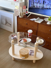 Household Living Room Simple Coffee Table Double Transparent Side Tables Modern Aesthetic Home Furniture Decoration Ornaments