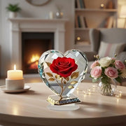 Acrylic Red Roses Decorations for Home Office Desk Enhance Visual Effects New Holiday Gift Ideas Artificial Blooming Plant Decor