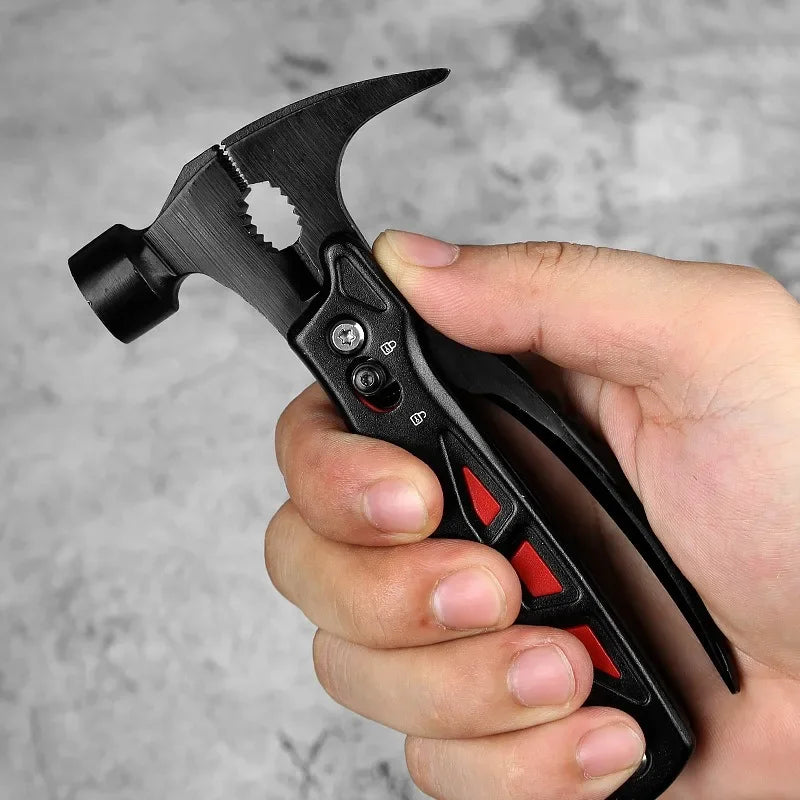Outdoor Portable Repair Tool Claw Hammer Multi-Functional with Window Breaker Stainless Steel Pliers For Camping Tent Stakes