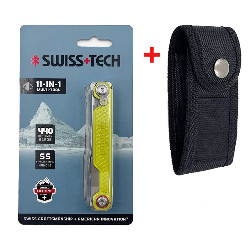 SWISS TECH 11 in 1 Mini Multitool Multi-function Tools with Scissors Screwdriver EDC Outdoor Survival Hand Tool