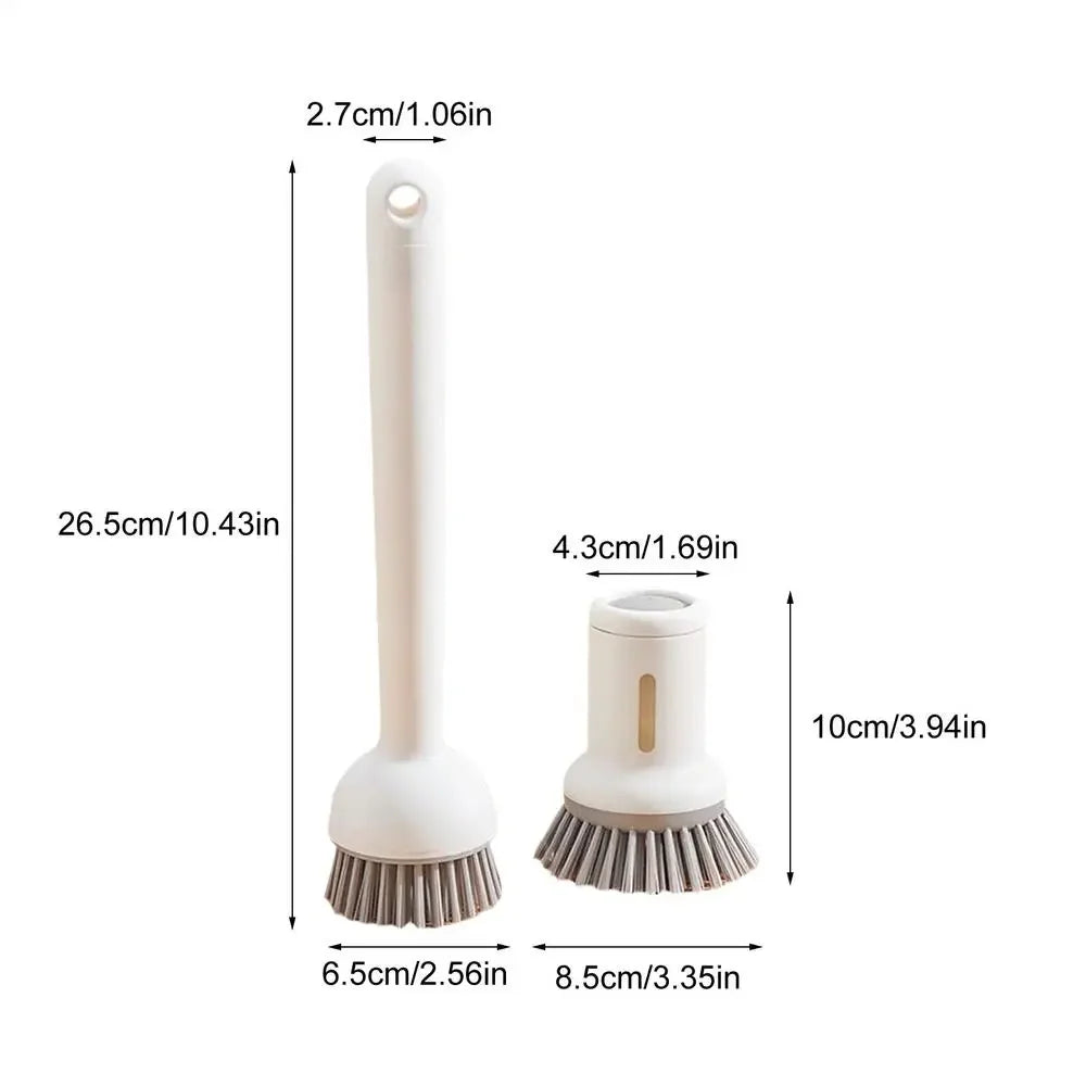 Kitchen Pot Brush for Home Use Long Handle Rotating Dish Washing Scrubber with Liquid Dispenser Easy Clean Pan and Bowl
