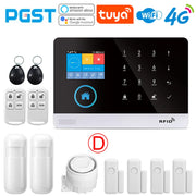 4G wireless security alarm, WIFI smart home alarm system kit, home security protection, compatible with SmartLife PGST-103