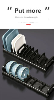 Kitchen Cabinet Dish Storage Rack Drawer  Built-in Dish Drain Rack Plate Divider Storage Rack  Kitchen Accessories Organizer
