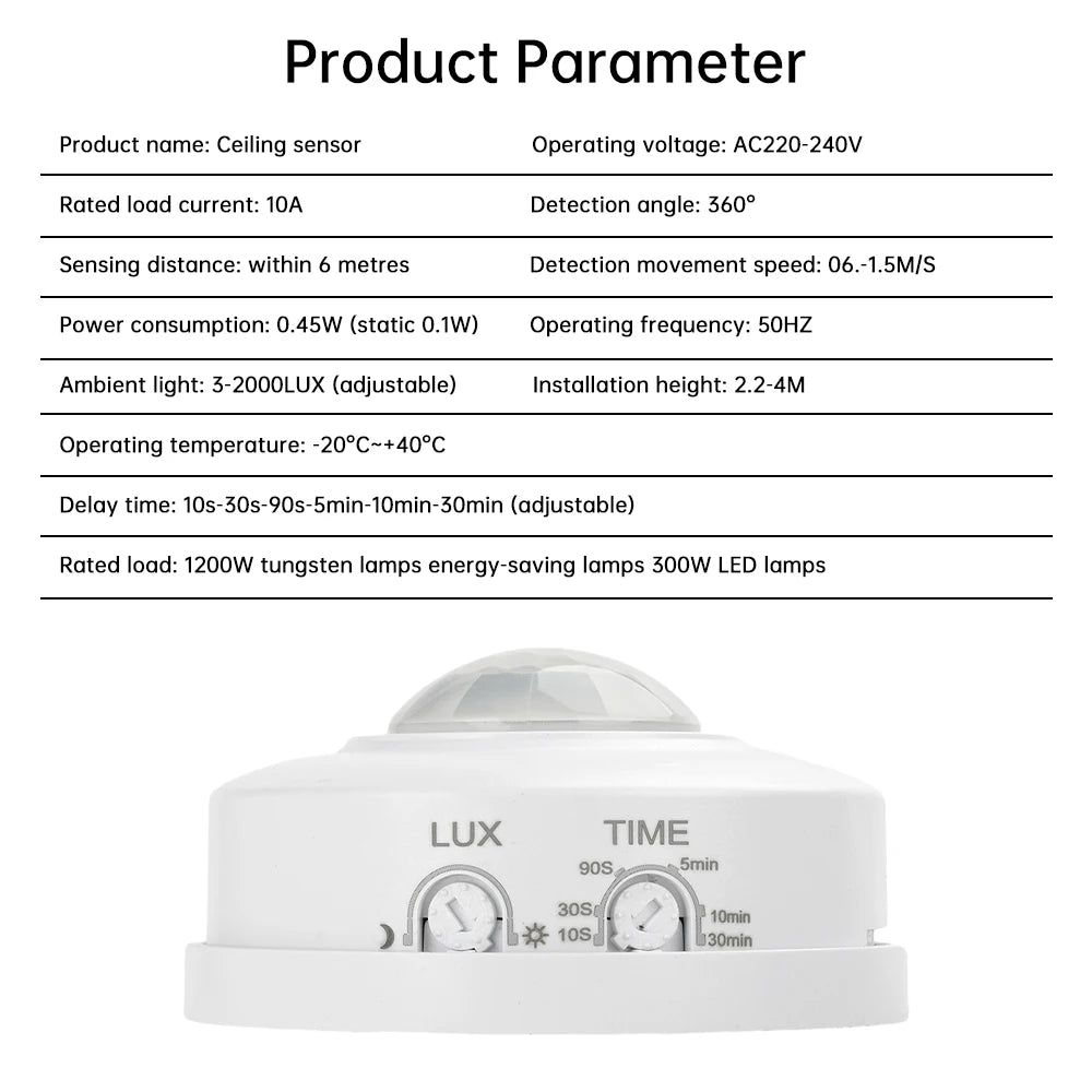 Smart Home Mini Motion Sensor Switch AC 220-240V Ceiling Infrared Human Body PIR Sensor Smarthome For Stairs Corridor Washrooms