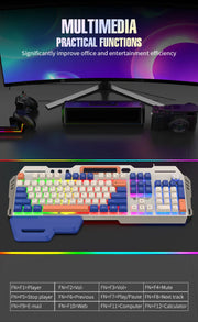 Gaming Keyboard Spanish Russian Arabic Keyboard 100% Layout RGB Backlight Gamer Keyboard Volume Knob Wired K90 104 Keys Hand Sup