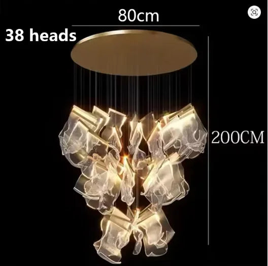 2025 New Smart LED Chandelier APP Control Modern Stair Light Living Room Luxury Ceiling Lamp Dimmable for Bedroom Decoration