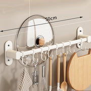 1 Piece Of Kitchen Equipment Storage Rack Such As Pot Lid And Spatula Wall-Mounted Hook Rack Multi-Way Storage For Kitchen Items
