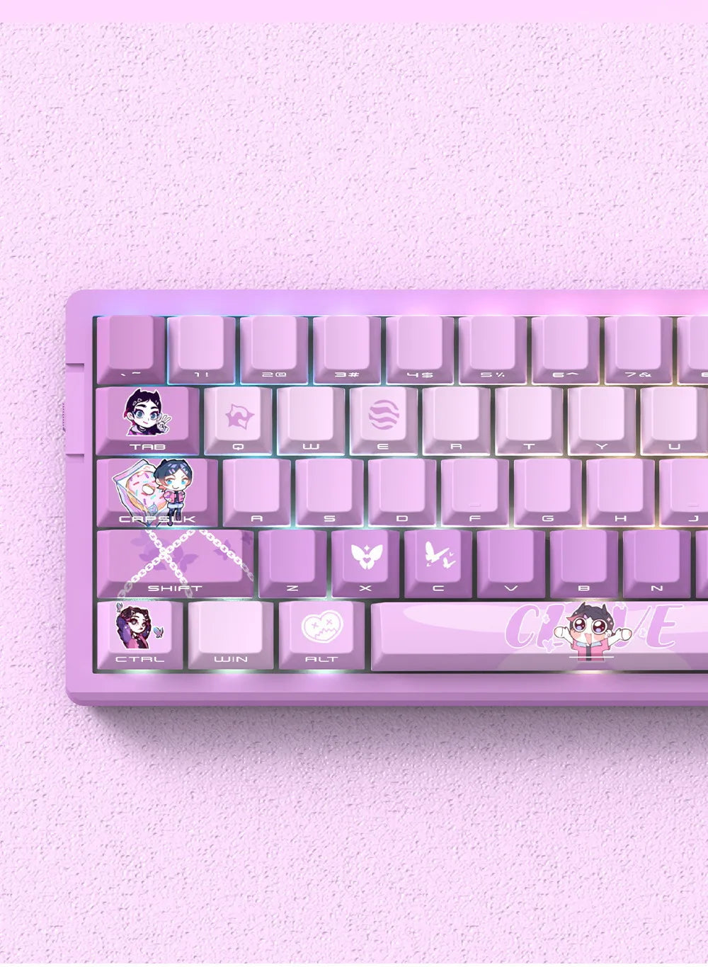 Anime Gaming Keyboard Keycaps 129 Key Set Pbt Material Five-Sided Heat Sublimation Transparent Side-Engraved Mechanical Keyboard