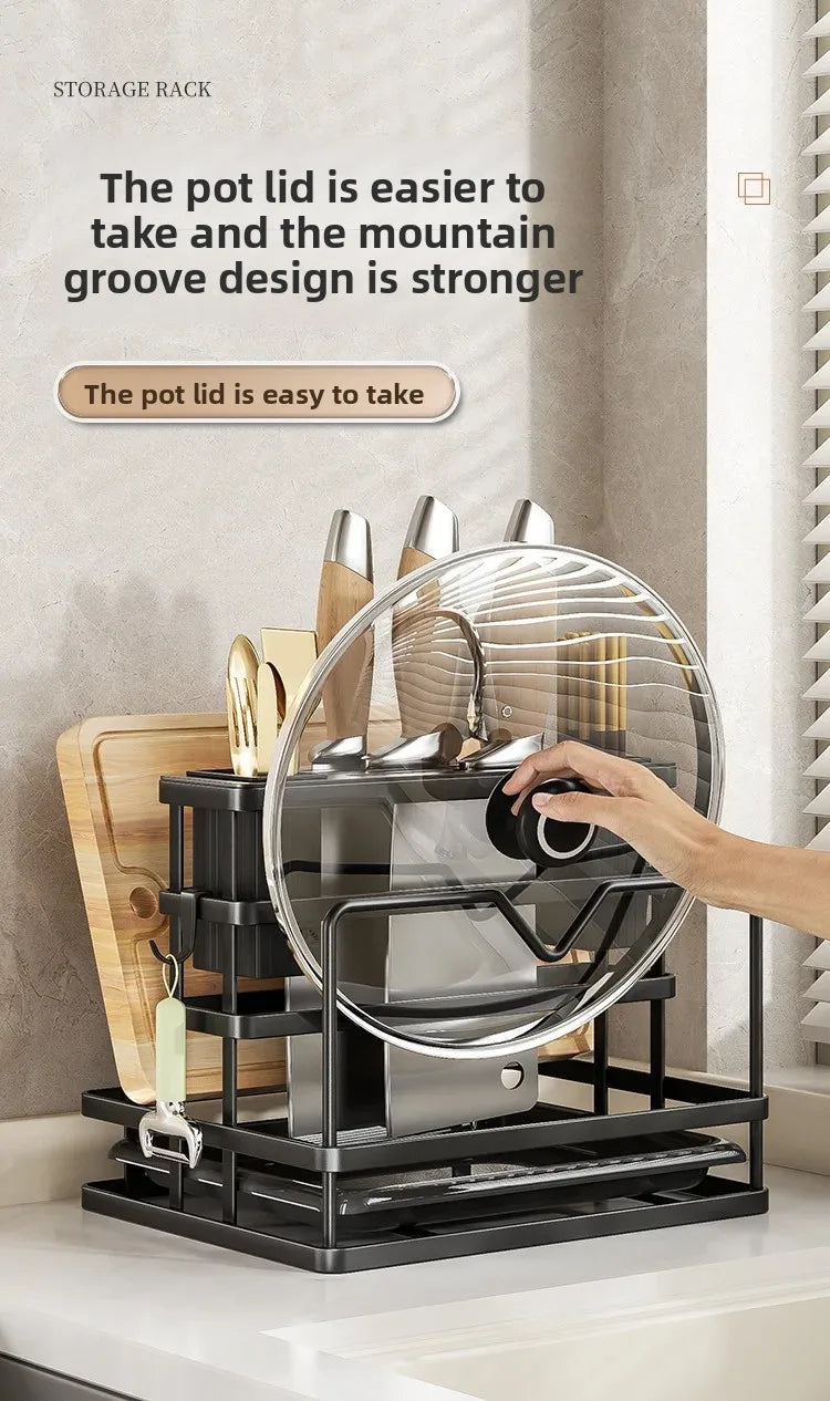 Kitchen Knife Holder Wall Mounted Multifunctional Storage Rack Countertop Cutting Board Rack Cage Tool Storage Rack